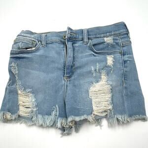 SNEAK PEEK women's distressed high-rise denim shorts size MEDIUM